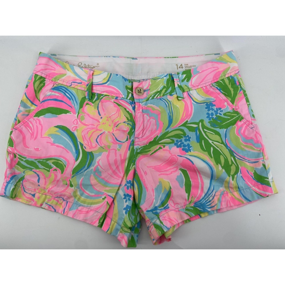 Lilly Pulitzer Shorts Womens 14 Callahan 5" Floral Tropical Cotton Preppy Summer